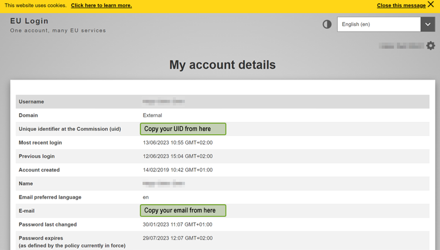 My account details