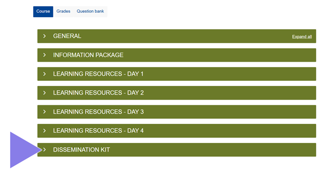 Dissemination Kit access in BTSF courses